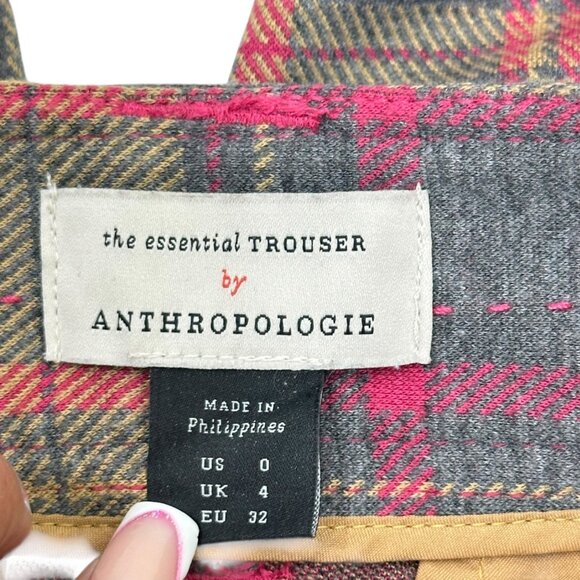Anthropologie Plaid Flared The Essential Trousers Womens Size US 0 - Picture 2 of 12
